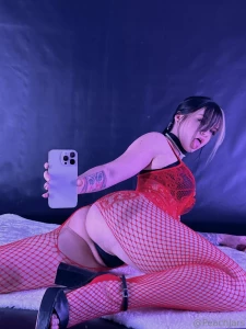 PeachJars Sexy Fishnet Bodysuit Tease Onlyfans Set Leaked 13737