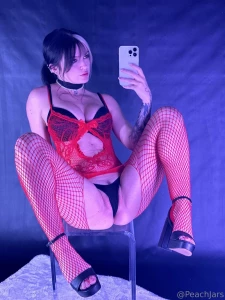 PeachJars Sexy Fishnet Bodysuit Tease Onlyfans Set Leaked 13740