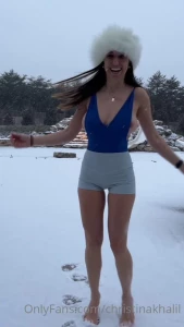 Christina Khalil Nipple Tease Snow Bodysuit Onlyfans Video Leaked 15575