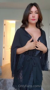 Alinity Black Lingerie Lace Robe Strip Onlyfans Video Leaked 25119