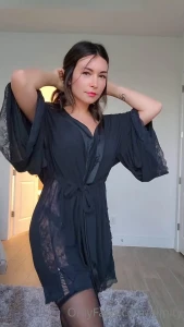 Alinity Black Lingerie Lace Robe Strip Onlyfans Video Leaked 25123