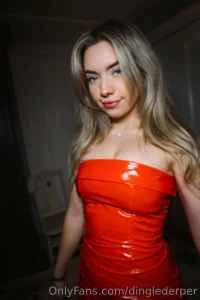 Dinglederper Sexy Red Leather Dress Onlyfans Set Leaked 47147