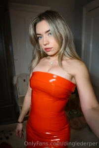 Dinglederper Sexy Red Leather Dress Onlyfans Set Leaked 47151