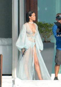 Rihanna Bikini Sheer Robe Nip Slip Photos Leaked 93666