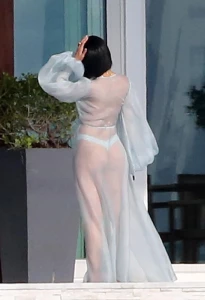 Rihanna Bikini Sheer Robe Nip Slip Photos Leaked 93667