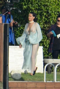 Rihanna Bikini Sheer Robe Nip Slip Photos Leaked 93668