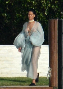 Rihanna Bikini Sheer Robe Nip Slip Photos Leaked 93672