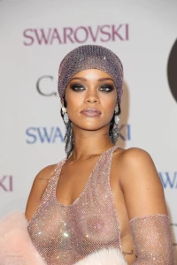 Rihanna Nude Sheer Sequin Dress Nip Slip Leaked 95502