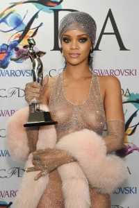 Rihanna Nude Sheer Sequin Dress Nip Slip Leaked 95507