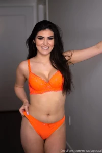 Mikaela Pascal Orange Lingerie Onlyfans Set Leaked 104683