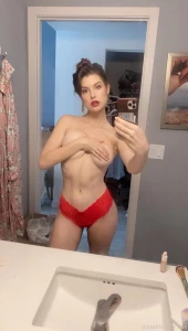 Amanda Cerny Topless Red Thong Onlyfans Set Leaked
